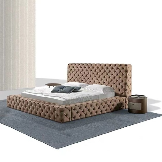 【NLOOK系列】設計師款-月球表面拉扣床 極簡軟包磨砂布雙人床