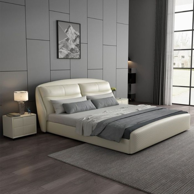 【萊典系列】極簡風格 家用臥室皮藝模擬皮簡時尚雙人床婚床