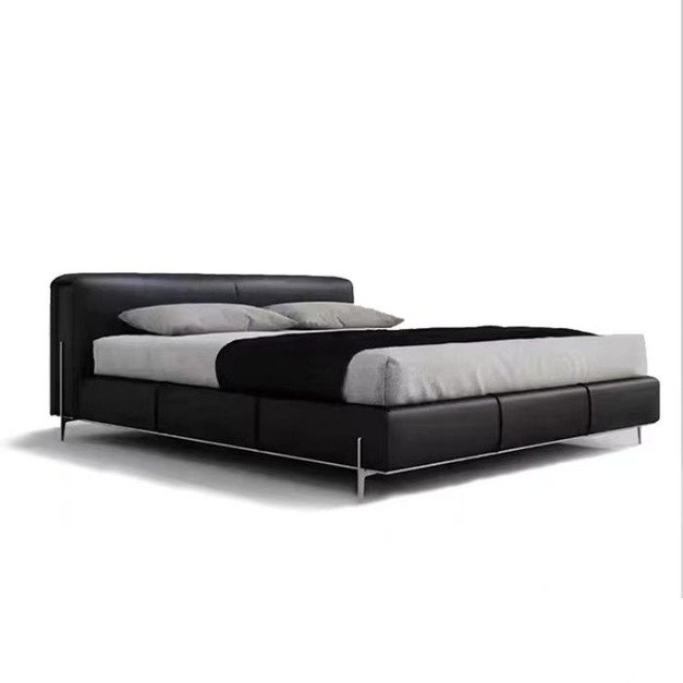 意式極簡臥室時尚舒適軟包靠背床