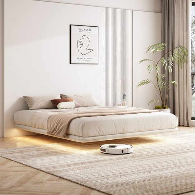 【萊典系列】極簡小戶型懸浮床簡約臥室無床頭齊邊床雙人床