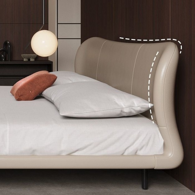 【雲貝蓓系列】極簡風果凍懸浮床 臥室帶燈帶納帕真皮雙人床