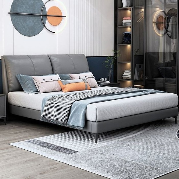 【尚意軒系列】極簡風格 小戶型皮軟床主臥婚床簡約時尚雙人床家用床