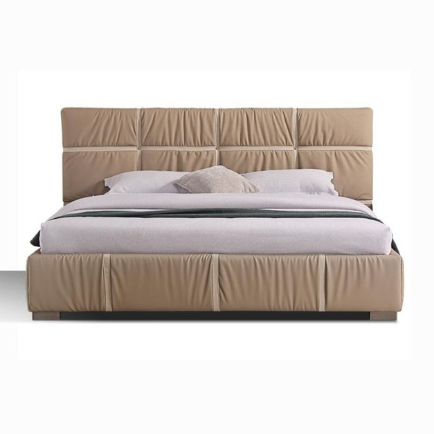 【NLOOK系列】意式時尚大氣主卧納帕真皮床簡約雙人床舒適極簡軟床   ￥16088