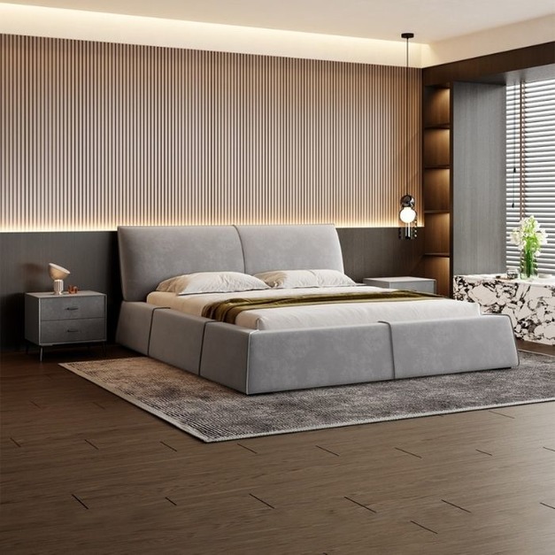 【摩登奢居系列】設計師款-巴黎床 極簡風臥室磨砂布軟包內嵌床