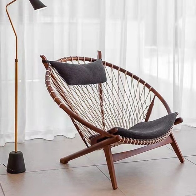 【減色系列】中古風系列 時尚編制躺椅舒適陽臺白蠟木休閒椅