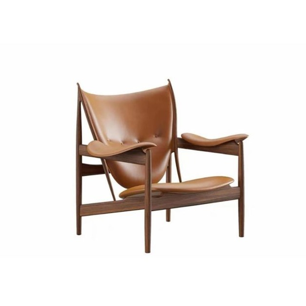 【海小特系列】設計師款-酋長椅 黑胡桃實木椅生態真皮椅意式簡約休閒