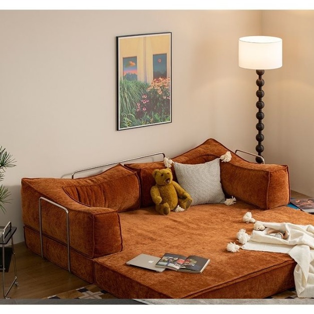 【摩登奢居系列】設計師款-泰迪沙發 中古風條紋燈芯絨 多功能摺疊沙發