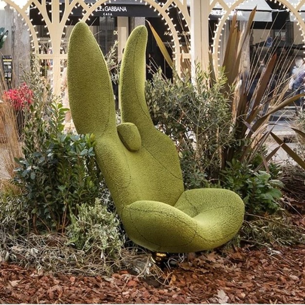 【海小特系列】設計師款-兔子椅 輕奢時尚網紅創意兔子椅羊羔絨軟包靠背休閒椅