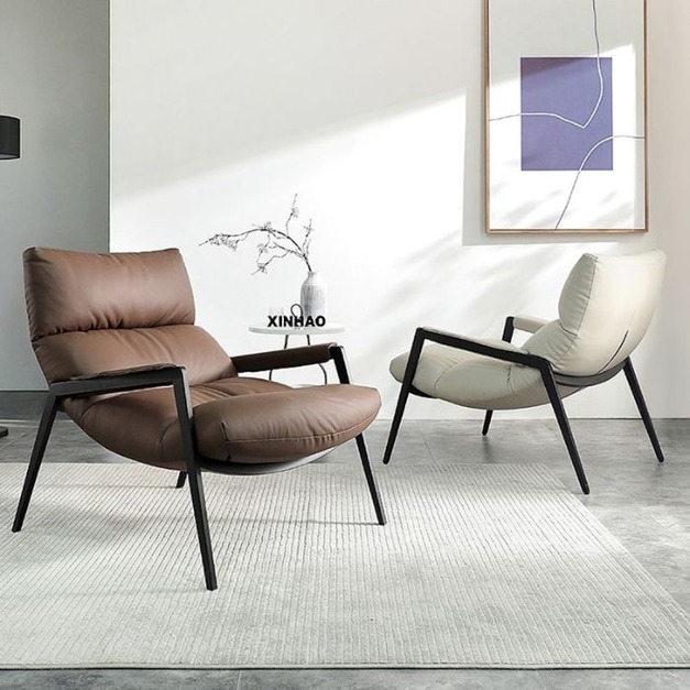 【唯卡曼系列】懶人極簡風格躺椅真皮家用簡約休閒椅