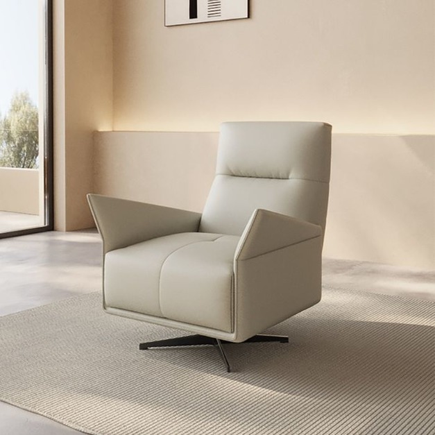 【貝洛迪系列】極簡時尚軟包高靠背單人轉椅客廳舒適真皮休閒椅