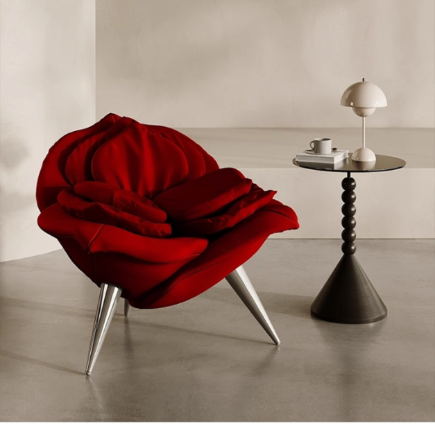 【海小特系列】設計師款-玫瑰椅 意式極簡客廳單人椅公寓創意玫瑰椅陽臺休閒椅