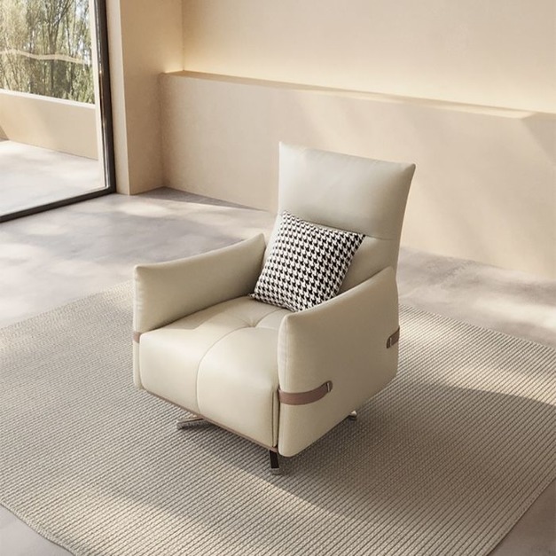 【貝洛迪系列】陽臺意式時尚軟包轉椅客廳高檔真皮極簡休閒椅