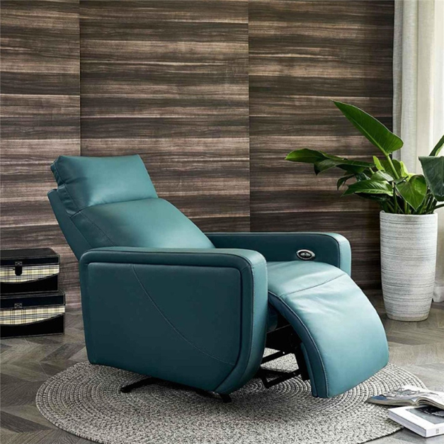 【妮蘭卡系列】極簡風格 進口奶牛皮舒適電動功能靠背椅客廳陽臺休閒椅