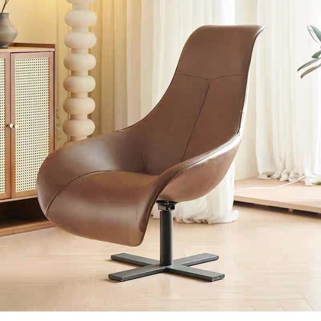 【海小特系列】設計師款-瑪特旋轉椅 極簡風單人椅客廳陽臺家用可旋轉模擬皮軟包休閒