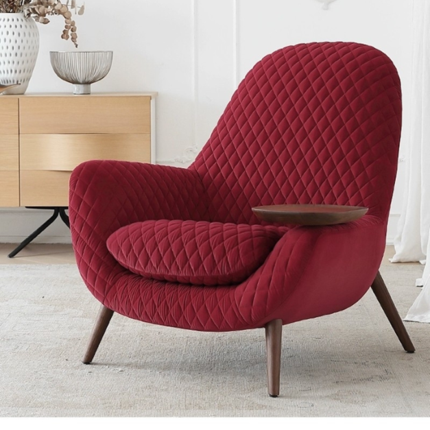 【海小特系列】意式極簡風真絲絨面料休閒椅簡約創意托盤休閒椅