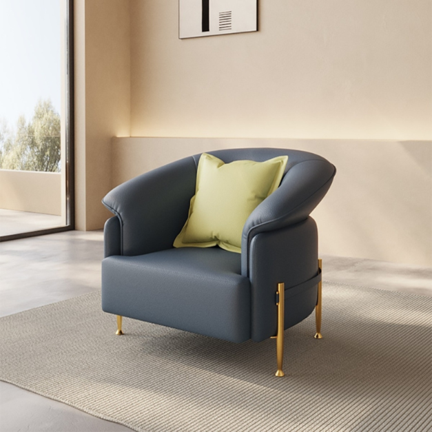 【貝洛迪系列】時尚輕奢軟包單椅 陽臺客廳高檔頭層牛皮休閒椅