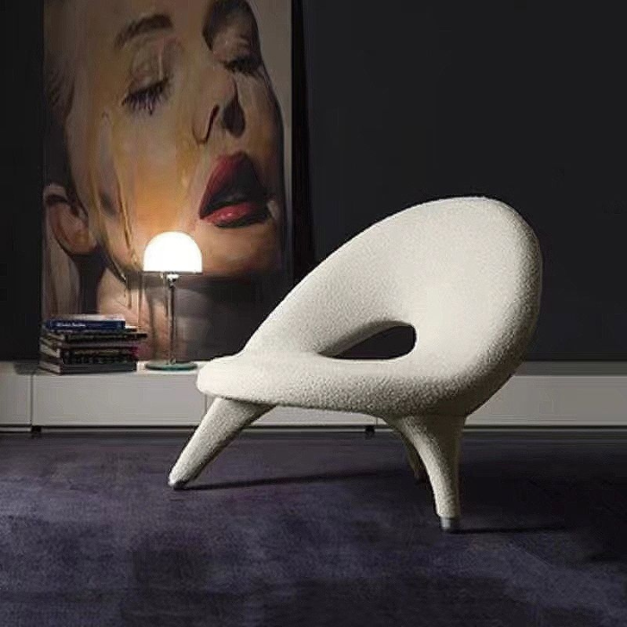 【NLOOK系列】極簡工藝玻璃鋼異形荷葉陽臺客廳臥室休閒椅蝸牛椅（白色）