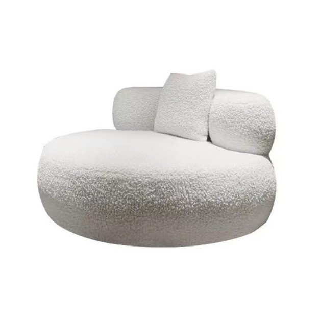 【減色系列】極簡奶油風布藝休閒椅 時尚舒適陽臺羊羔絨實木休閒椅