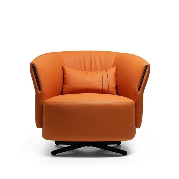 【唯卡曼系列】 意式極簡單人休閒椅客廳陽臺真皮沙發椅