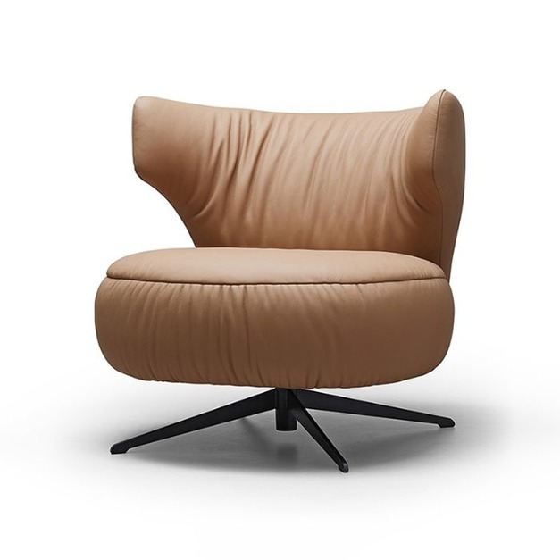 【唯卡曼系列】 意式極簡風單人休閒椅 簡約客廳陽臺真皮轉椅