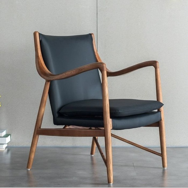 【海小特系列】設計師款-45號椅 經典家用客廳陽臺實木單人休閒沙發椅酒店民宿接待洽