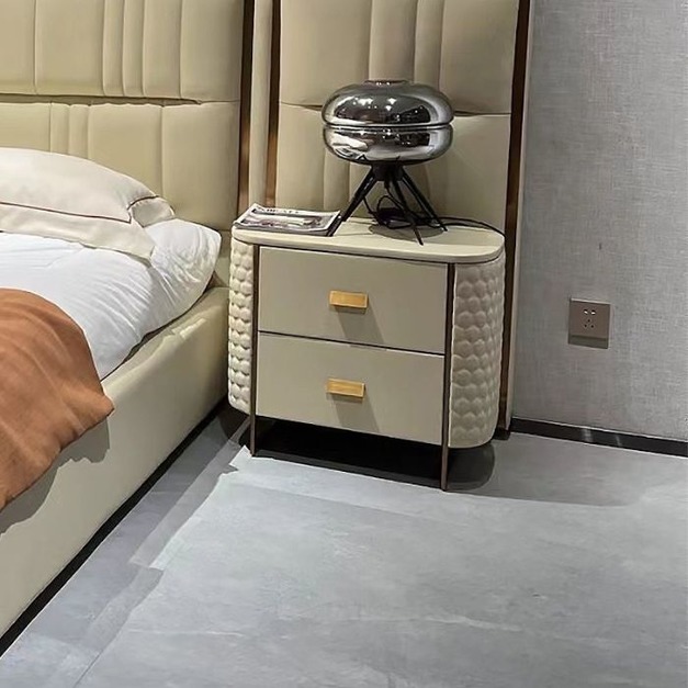【NLOOK系列】 輕奢臥室家用捫皮工藝雙抽設計床頭櫃