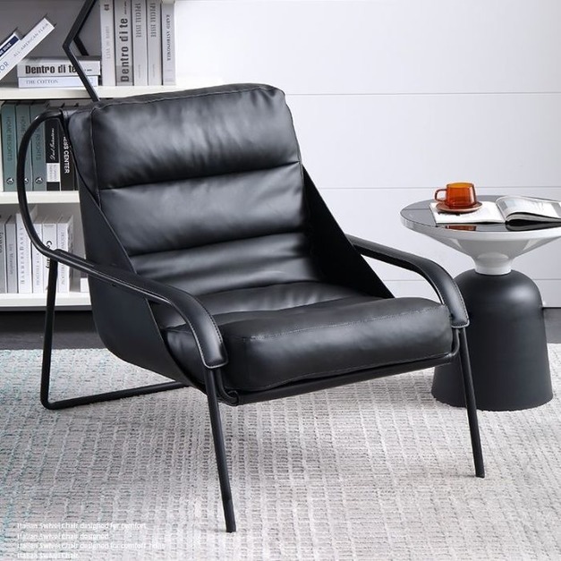 【唯卡曼系列】意式極簡單人羽絨沙發椅現代簡約老虎椅躺椅陽臺休閒椅子