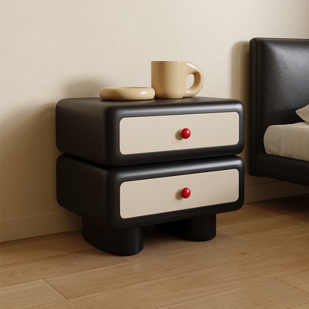 【雲貝蓓系列】極簡風格雙抽儲物櫃 簡約臥室烤漆工藝床頭櫃