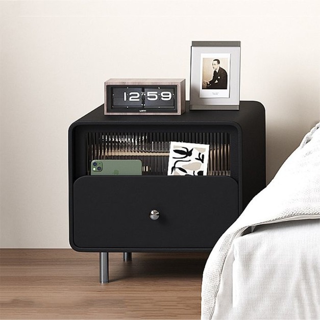 【梓溢系列】復古中古風捫皮收納櫃臥室床頭櫃