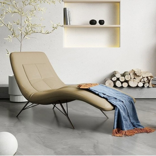 【海小特系列】意式極簡矽膠皮休閒椅簡約網紅客廳陽臺懶人休閒躺椅