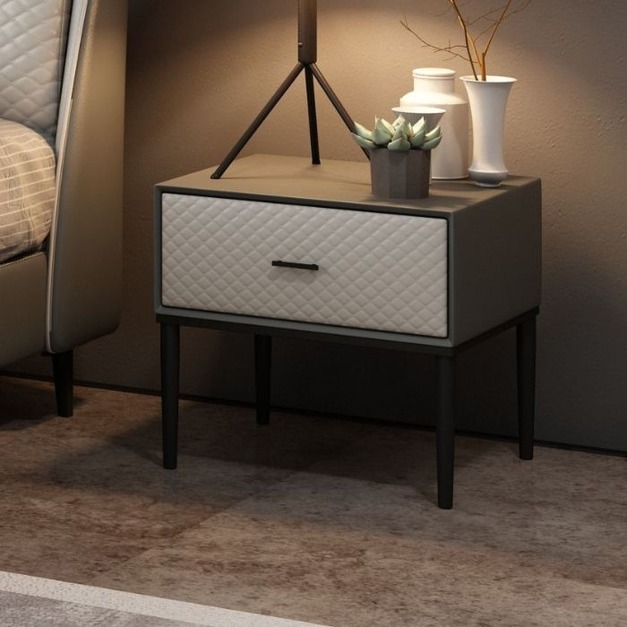 【萊典系列】意式極簡風格 捫皮工藝置物收納床邊床頭櫃