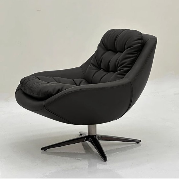 【海小特系列】意式極簡西皮軟包懶人旋轉椅書房辦公陽臺時尚單人休閒椅