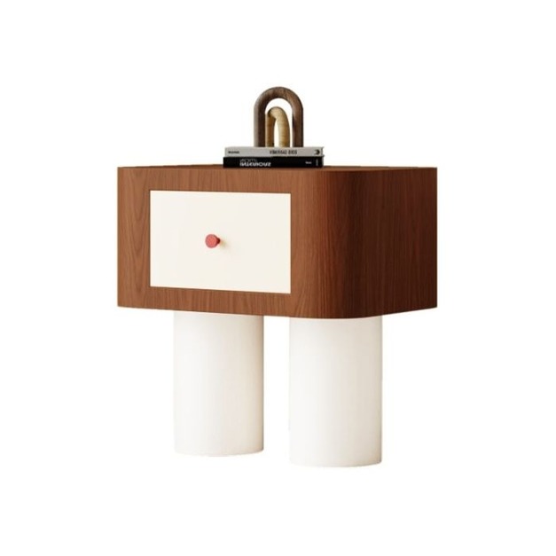 【減色系列】中古風系列 家用臥室烤漆床邊櫃實木抽屜床頭櫃