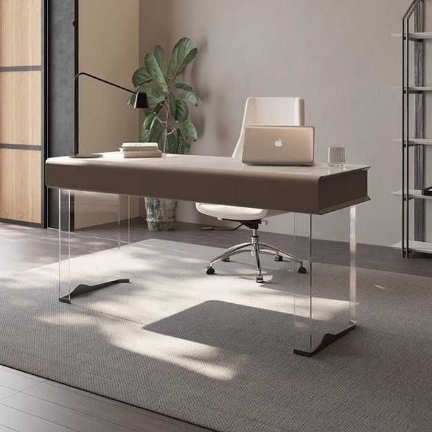 【摩登奢居系列】 創意亞克力簡約大氣亮光魚肚白岩板書房寫字臺意式極簡辦公桌書桌