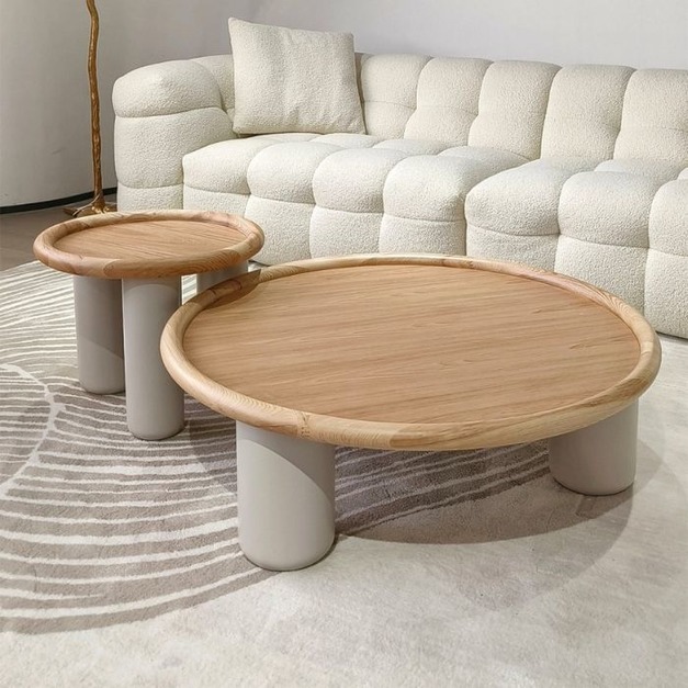 【減色系列】侘寂風簡約客廳創意白蠟木組合茶几