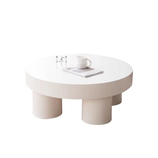 【減色系列】奶油風圓幾 簡約客廳創意全玻璃鋼茶幾