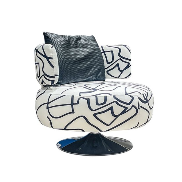 【海小特系列】簡約雪尼爾面料旋轉椅 極簡風家用陽臺時尚休閒椅