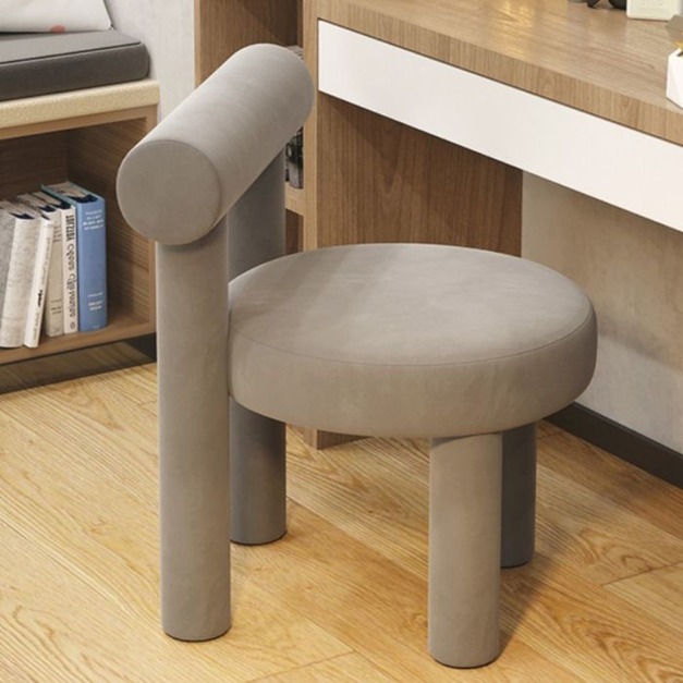 【海小特系列】極簡臥室靠背梳妝凳子家用簡約絨布布藝休閒椅子