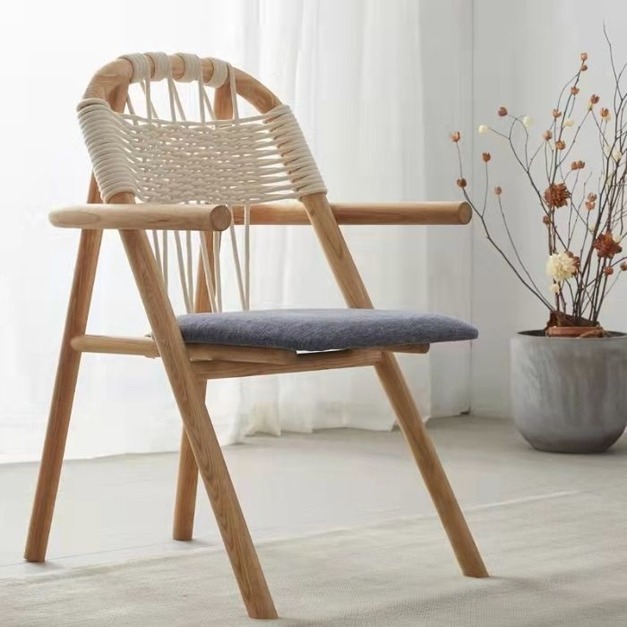 【減色系列】都市侘寂系列 陽臺侘寂風手編工藝軟包椅客廳綿麻布藝休閒椅