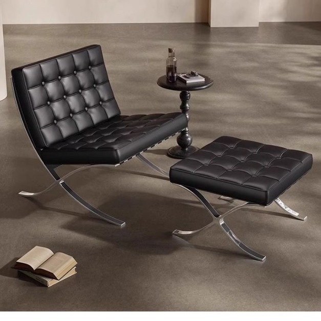 【海小特系列】設計師款-巴塞羅那椅 極簡經典西皮高級感休閒陽臺客廳躺椅