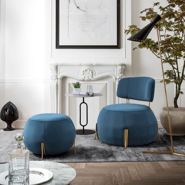 【NLOOK系列】輕奢單人布藝休閒椅靠背陽臺客廳臥室網紅ins休閒椅腳踏組合