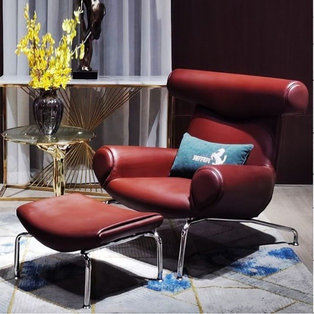 【NLOOK系列】極簡經典模擬皮休閒椅靠背陽臺客廳臥室休閒椅腳踏組合