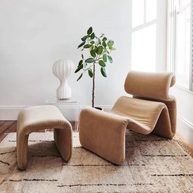 【NLOOK系列】異形絨布設計師創意單人躺椅簡約客廳陽臺休閒椅組合