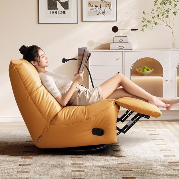 【海小特系列】意式極簡客廳多功能單人電動椅家用旋轉帶手機機支架懶人躺椅休閒椅