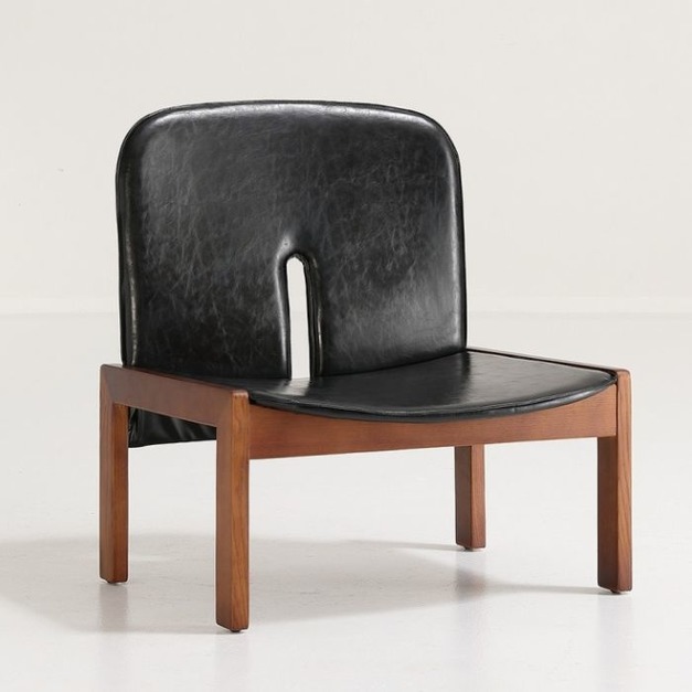 【摩登奢居系列】家用白蠟木休閒椅 中古風陽臺客廳油蠟皮休閒椅