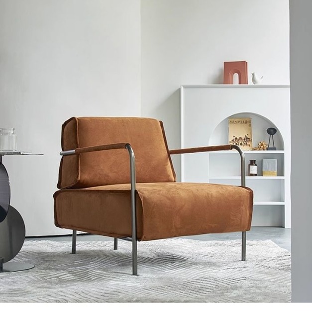 【海小特系列】簡約大氣磨砂布軟包椅極簡大廳客廳休閒椅