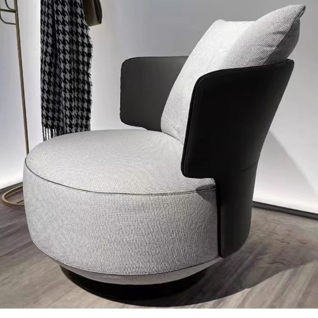 【海小特系列】意式輕奢休閒沙發轉椅客廳陽臺單人沙發椅現代單椅臥室復古旋轉椅