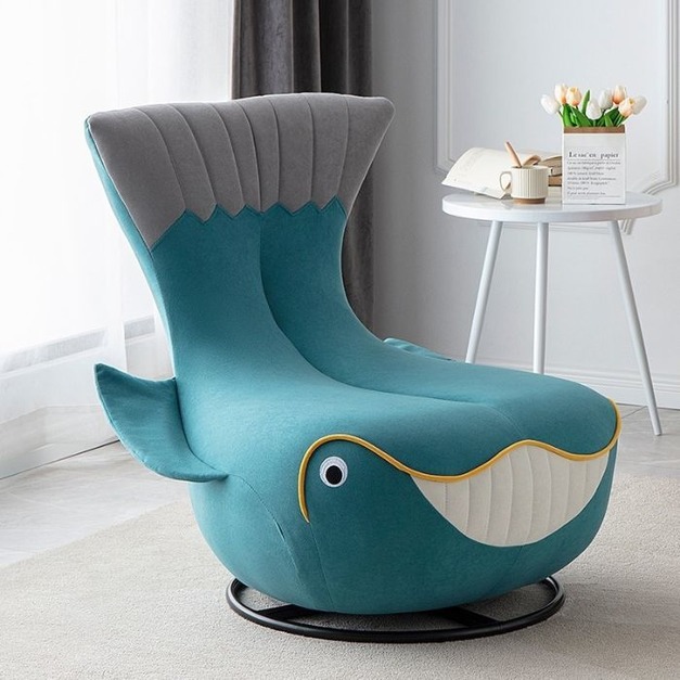 現代簡約時尚可愛兒童網紅沙發休閒椅 笑面鯨魚-125