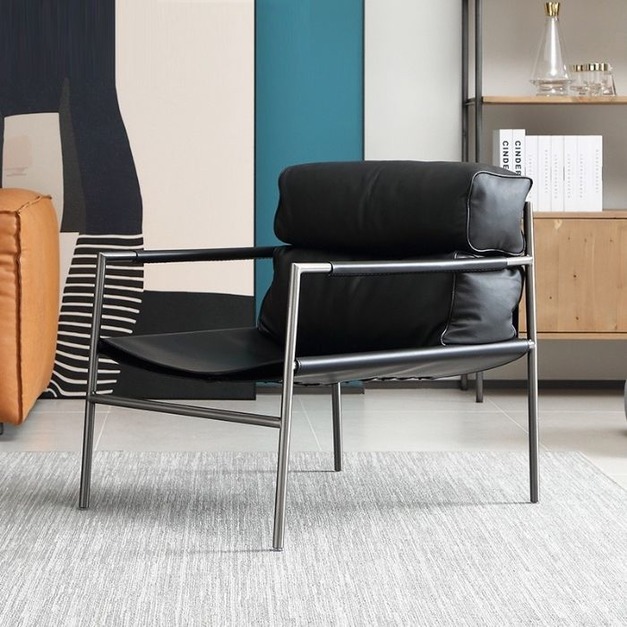 意式極簡單人沙發椅看書皮藝懶人躺椅設計師網紅休閒椅子 M822-125