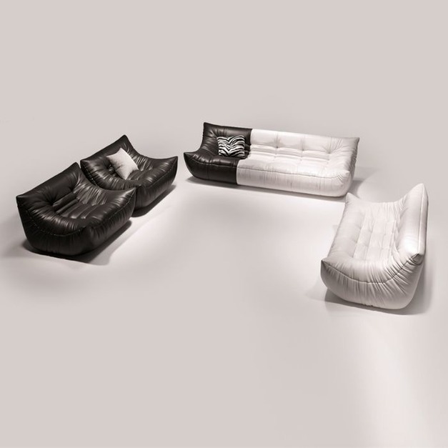 【幾閱家系列】悅己系列客廳極簡時尚黑白配色軟包沙 發簡約皮藝組合沙發